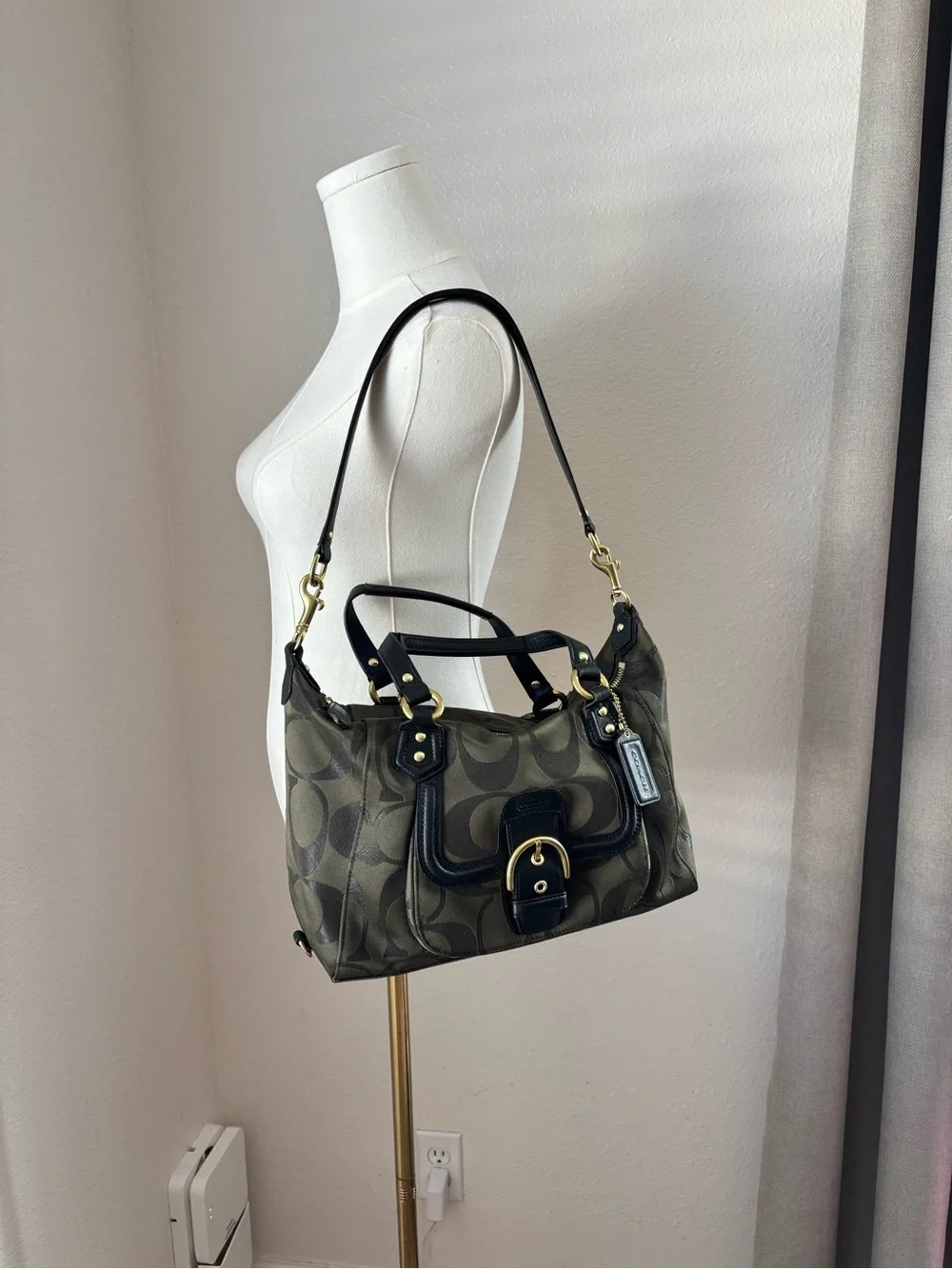 Coach Signature Satchel in Dark Brown and Black